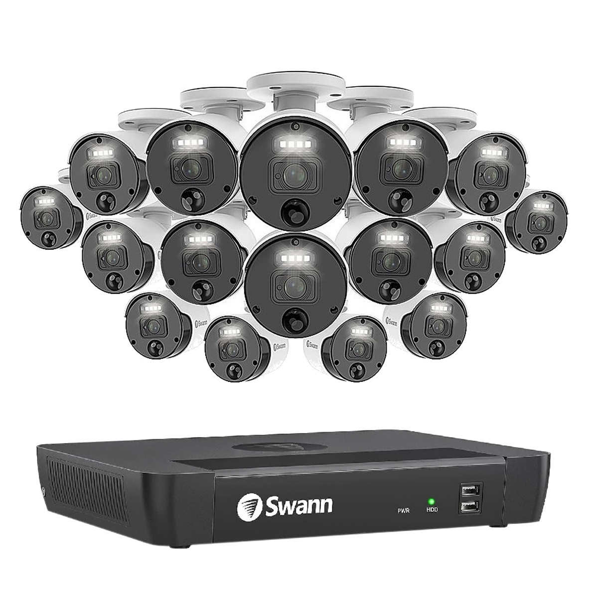 SWANN 4K UHD 16-Channel 16-PoE Cameras 2TB NVR Wired Security System