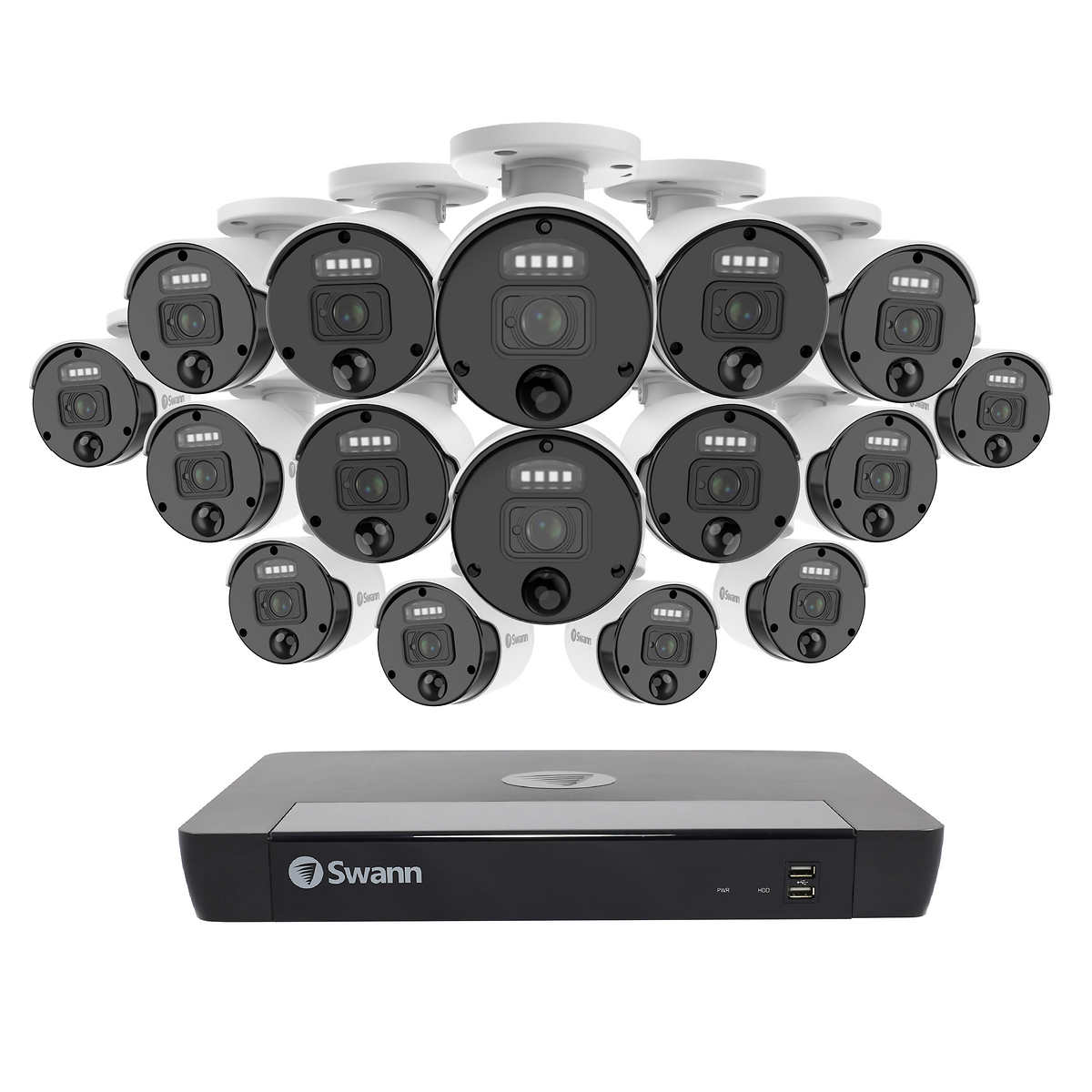 SWANN 4K UHD 16-Channel 16-PoE Cameras 2TB NVR Wired Security System
