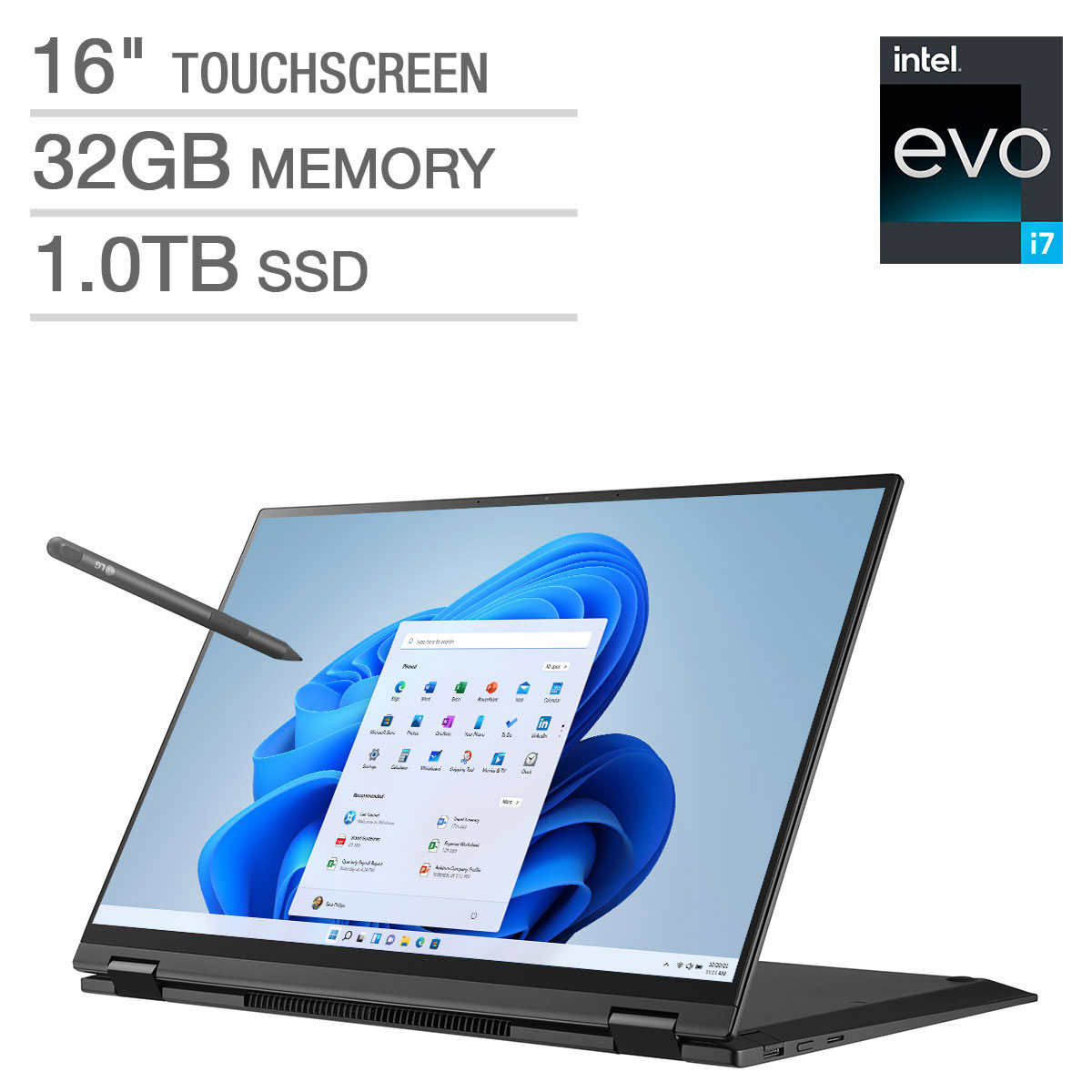 LG gram 2-in-1 16" Touchscreen Intel Evo Platform Laptop - 13th Gen Intel Core i7-1360P - 2560 x 1600 - Windows 11